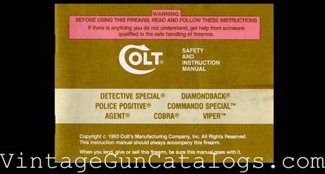1993 Colt Model D Line Instruction Manual